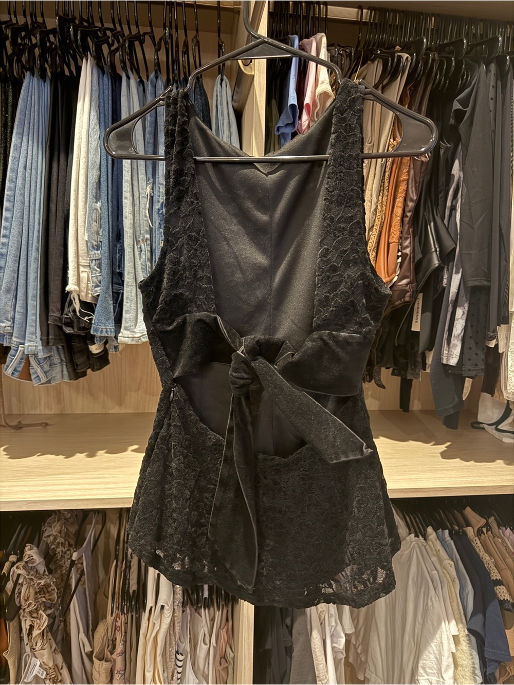 Vici Collection Velvet Tie-Back Cut-Out Top